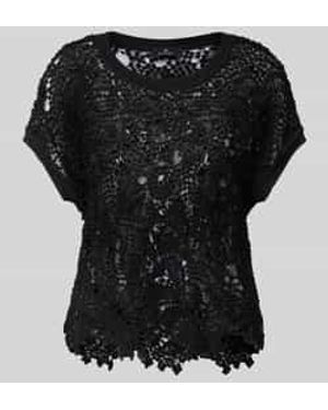 Monari Gebreid Shirt Met Ronde Hals - Zwart