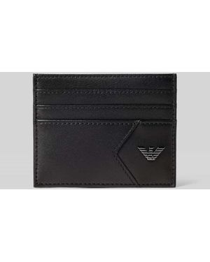 Emporio Armani Kartenetui aus Schafsnappa mit Label-Applikation - Schwarz