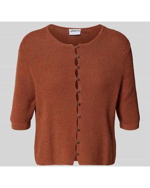 Jake*s Strickjacke mit 1/2-Arm - Braun