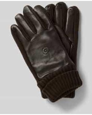 Bugatti Handschoenen Van Een Mix Van Leer En Textiel Met Labeldetail - Zwart
