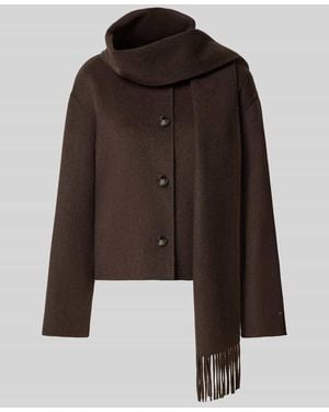 Comma, Jacke aus Woll-Mix mit Schal - Braun