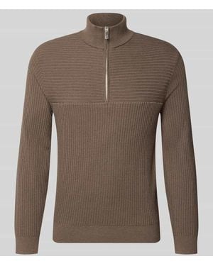ARMANI EXCHANGE Troyer mit Stehkragen und Reißverschluss - Braun