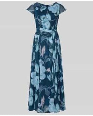 MORE&MORE Maxi-Jurk Met Druppelvormige Hals En Strikceintuur - Blauw