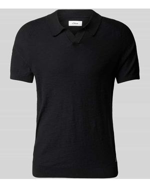 S.oliver Regular Fit Poloshirt Mit Flammgarnstruktur - Schwarz