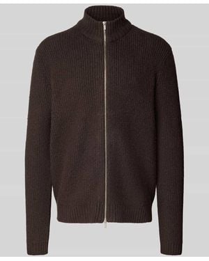 JAKE*S STUDIO MEN Strickjacke mit Stehkragen - Schwarz