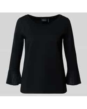 S.oliver Relaxed Fit Shirt Met Lange Mouwen Van Viscosemix - Zwart