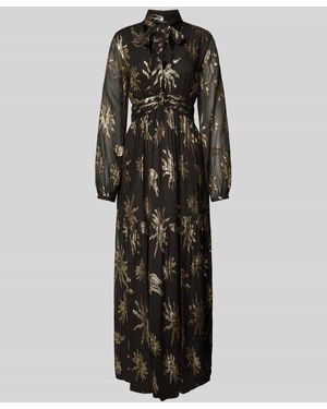 Scotch & Soda Tailliertes Maxikleid Mit V-Ausschnitt - Schwarz