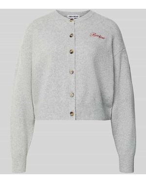 Review Strickjacke mit Label-Stitching - Grau