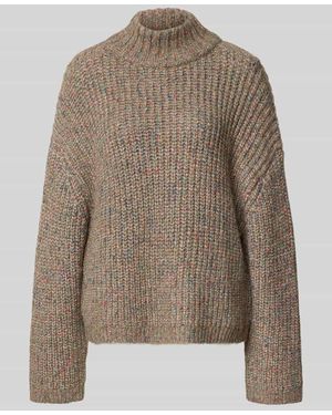 Jake*s Strickpullover mit Stehkragen - Braun