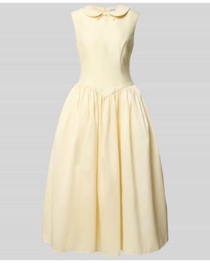 Self-Portrait Midikleid mit Umlegekragen - Natur