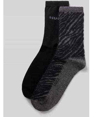 HUGO Socken mit Logo-Schriftzug im 2er-Pack - Schwarz