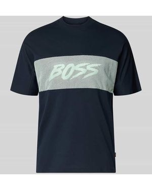 BOSS Regular Fit T-Shirt aus reiner Baumwolle Modell 'TE_BAYMESH' - Blau