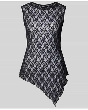 ONLY Slim Fit Top mit asymmetrischem Bund Modell 'LIVA' - Schwarz
