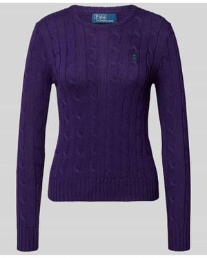 Polo Ralph Lauren Strickpullover mit Label-Stitching Modell 'JULIANNA' - Blau