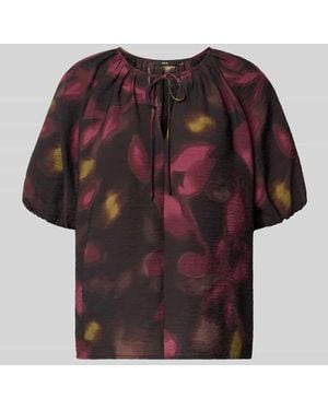 Zero Regular Fit Bluse aus Viskose-Mix mit Schlüsselloch-Ausschnitt - Rot
