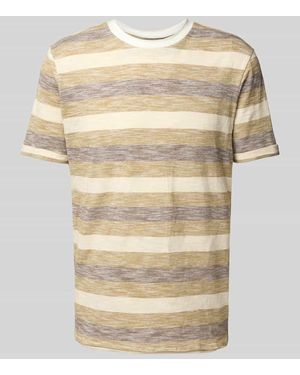 Blend T-Shirt mit geripptem Rundhalsausschnitt Modell 'JELANI' - Natur