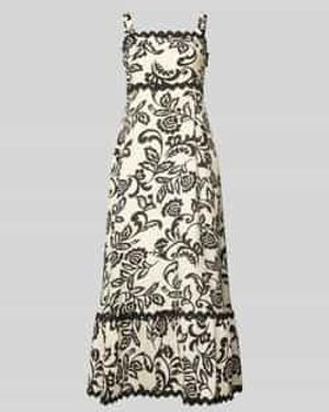 Apricot Midi-Jurk Van Viscosemix Met Golvende Zoom - Wit
