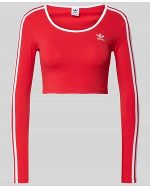 adidas Originals Cropped Longsleeve mit Label-Stitching - Rot