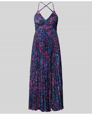 ADLYSH Cocktailkleid Mit Floralem Muster Und Plisseefalten - Blau