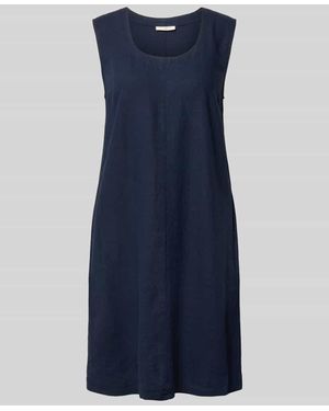 Freequent Knielanges Kleid aus Leinen-Viskose-Mix Modell 'LAVA' - Blau