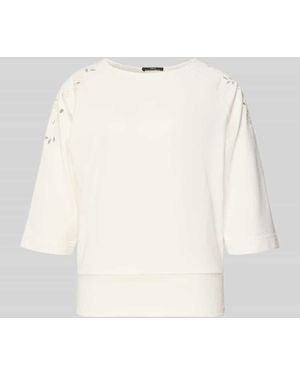Zero Sweatshirt mit Lochstickerei und 3/4-Arm - Weiß