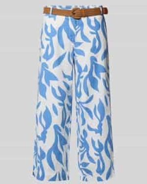 Christian Berg Women Culotte Van Mix Van Katoen En Linnen Met Riem - Blauw