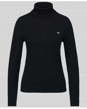 GANT Regular Fit Rollkragenpullover aus Woll-Baumwoll-Mix - Schwarz