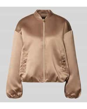 S.oliver Regular Fit Blouson Met College-Look Polokraag - Naturel