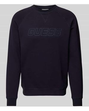 Guess Sweatshirt Mit Label-Print Modell 'New Aldwin' - Blau