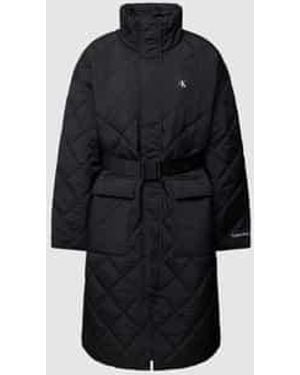 Calvin Klein Gewatteerde Jas Met Tailleriem - Blauw