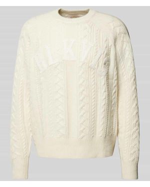 BLKVIS Strickpullover Mit Zopfmuster Und Rundhalsausschnitt - Natur