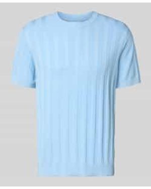 Lindbergh Gebreid Shirt Van Viscosemix Met Ronde Hals - Blauw