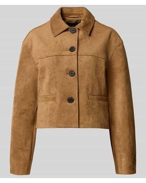 Opus Boxy Fit Jacke mit Umlegekragen Modell 'Henso' - Braun