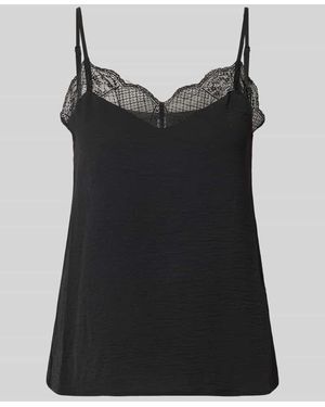 Pieces Loose Fit Blusentop mit Spitzenbesatz Model 'TIFFANY' - Schwarz