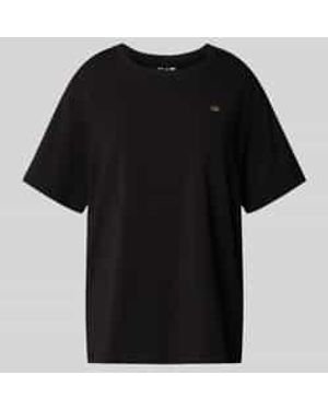 EA7 Regular Fit T-Shirt Van Katoenmix Met Logo-Applicatie - Zwart