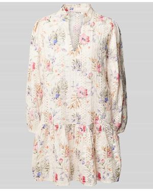 A-View Minikleid Mit Lochstickerei Modell 'Grete' - Natur