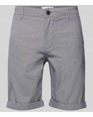 SELECTED Slim Fit Shorts mit Strukturmuster Modell 'LUTON' - Grau