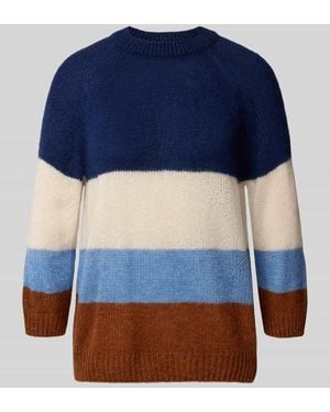 MORE&MORE Relaxed Fit Pullover mit Woll-Anteil in Strick-Optik - Blau