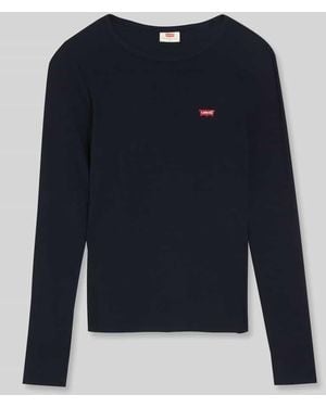 Levi's Slim Fit Langarmshirt aus Baumwoll-Mix mit Logo-Stitching - Blau