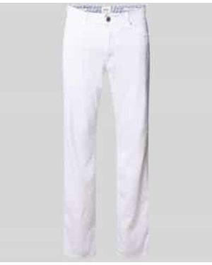 Brax Regular Fit Stoffen Broek Van Mix Van Katoen En Linnen Model 'Cadiz' - Wit