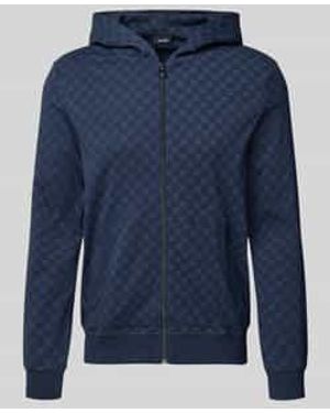 Joop! Sweatjack Met Logomotief En Capuchon - Blauw