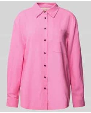 Freequent Relaxed Fit Linnen Blouse Met Borstzak - Roze