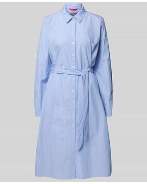 White Label Hemdblusenkleid Mit Bindegürtel - Blau