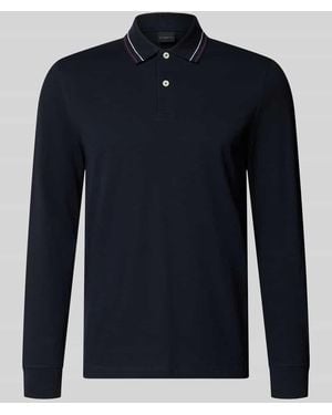 Bugatti Regular Fit Langarm-Poloshirt mit Knopfleiste - Blau