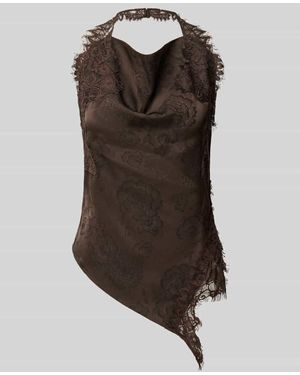 Vero Moda Regular Fit Blusentop mit Spitzenbesatz Modell 'VMKIRA' - Braun