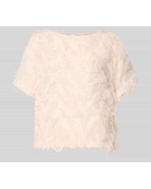 SELECTED Boxy Fit Blusenshirt mit Fransen-Design Modell 'MYLINE' - Natur