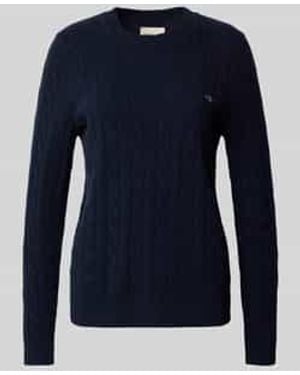 GANT Gebreide Pullover Met Kabelpatroon En Labelstitching - Blauw