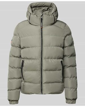 Superdry Steppjacke mit Kapuze und seitlichen Reißverschlusstaschen - Grün