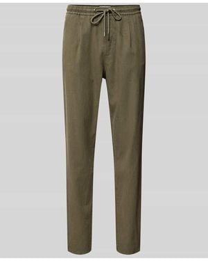 COLOURS & SONS Cropped Chino aus Leinen mit elastischem Bund - Grün