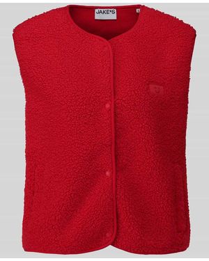 Jake*s Regular Fit Weste mit Logo-Detail - Rot